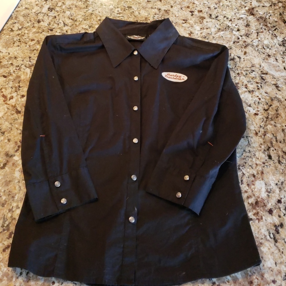 Black snap garage shirt Harley Davidson